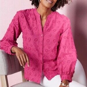 SOFT SURROUNDINGS SUNNY DAY BLOUSE TOP MAGENTA PINK SIZE XSMALL